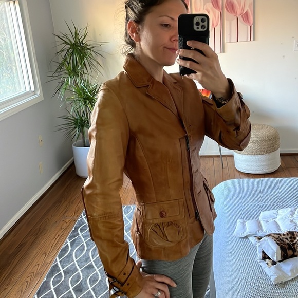 Danier Cognac Leather Jacket XS - Picture 2 of 12